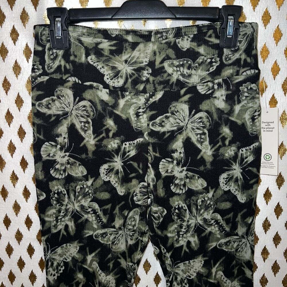 NWT 90s style butterfly ribbed flared leggings size M - Picture 5 of 6